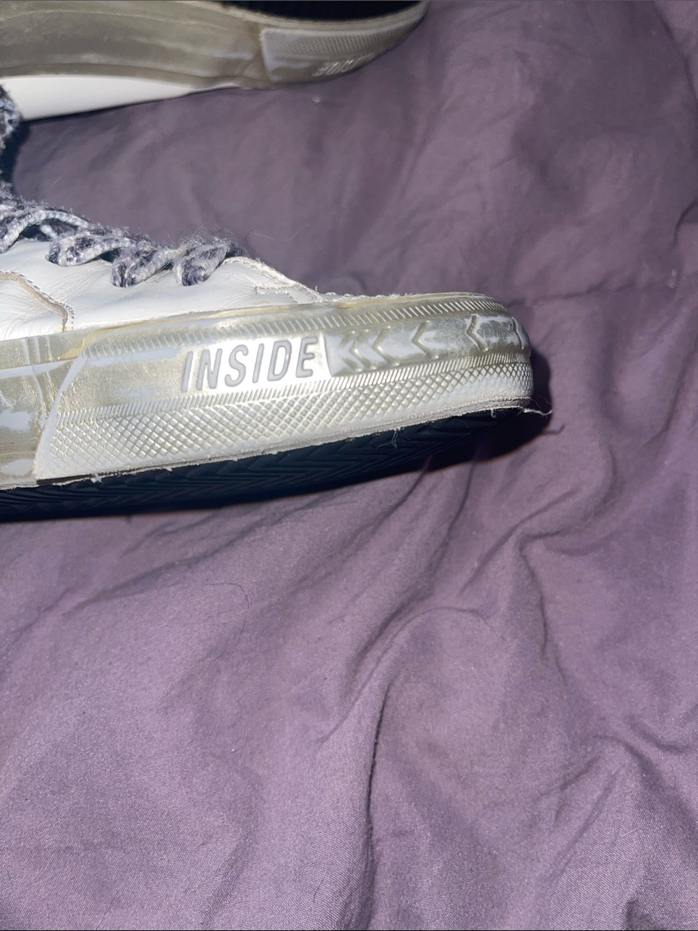 Golden Goose White High-Top Sneakers with Leopard-Print Laces - Picture 6 of 9